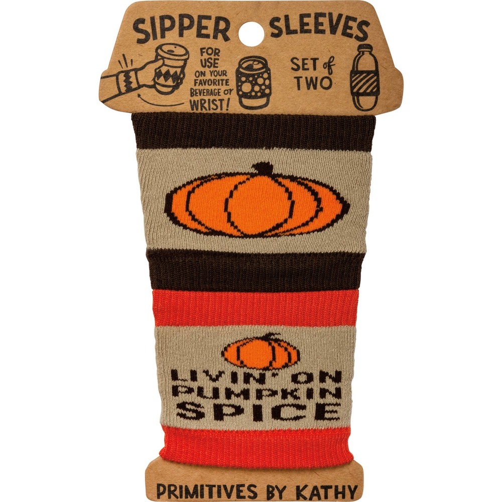 Livin' On Pumpkin Spice Drink Sipper Sleeves (Set of 2)